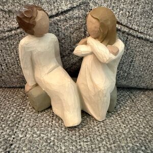 Demdaco Sculpted Companions - Cream and Tan Willow Tree “Heart and Soul”